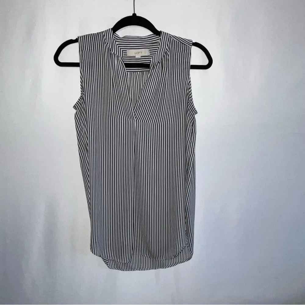 Loft Grey & White Striped Tank Top - Picture 2 of 7